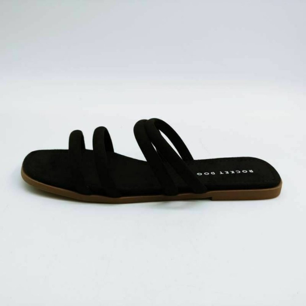 Rocket Dog Slide Sandals Black Textile 9.5 New
